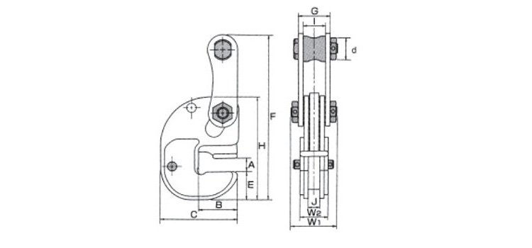 FHA水平橫吊具尺寸圖 FHA水平橫吊具尺寸圖