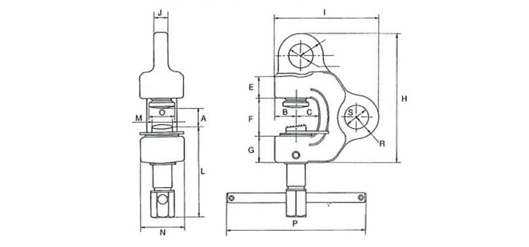 鷹牌SBT螺旋式鋼板起重鉗尺寸圖 鷹牌SBT螺旋式鋼板起重鉗尺寸圖