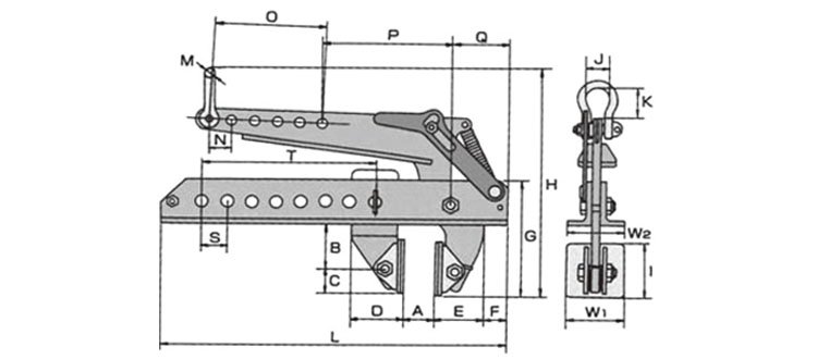 EST型L型混凝土塊用夾鉗尺寸圖 EST型L型混凝土塊用夾鉗尺寸圖