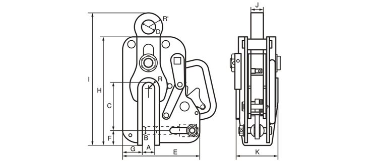LSC型遙控操縱式鉤環尺寸圖 LSC型遙控操縱式鉤環尺寸圖