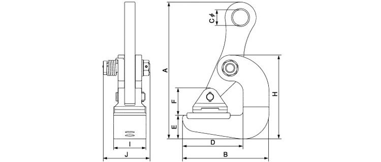 CH NF無傷鋼板夾具尺寸圖 CH NF無傷鋼板夾具尺寸圖