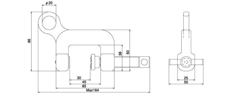 SB-4型三木螺旋鎖緊鋼板起重鉗尺寸圖 SB-4型三木螺旋鎖緊鋼板起重鉗尺寸圖