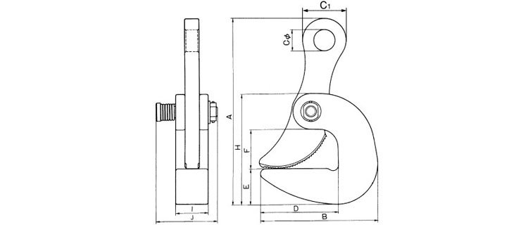 CH N水平吊鉗尺寸圖 CH N水平吊鉗尺寸圖