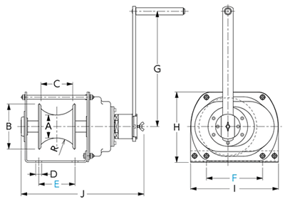 LHW CP手搖絞盤尺寸圖 LHW CP手搖絞盤尺寸圖