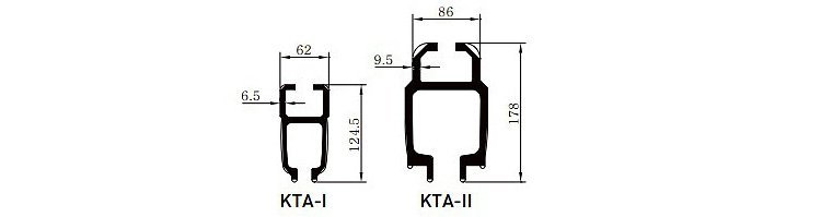 KHC鋁合金軌道 KTA型,KTA型鋁軌尺寸圖