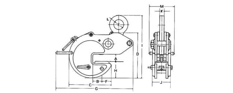 BMB橫吊無傷鋼板鉗尺寸圖 BMB橫吊無傷鋼板鉗尺寸圖