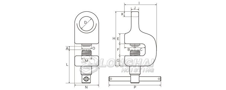 SAS螺旋式拉伸用鋼板鉗結構尺寸圖 SAS螺旋式拉伸用鋼板鉗結構尺寸圖