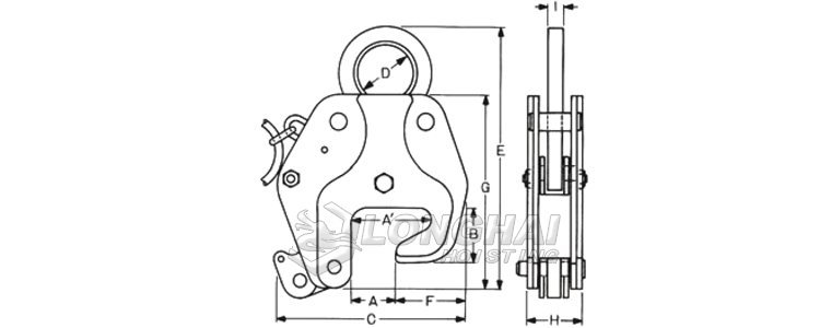 BCL板狀閥體用鋼板夾鉗結構尺寸圖 BCL板狀閥體用鋼板夾鉗結構尺寸圖
